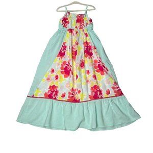 Cat & Jack Dress Kids XS 4/5 Rayon Blue Yellow Flowers Ruffles A line